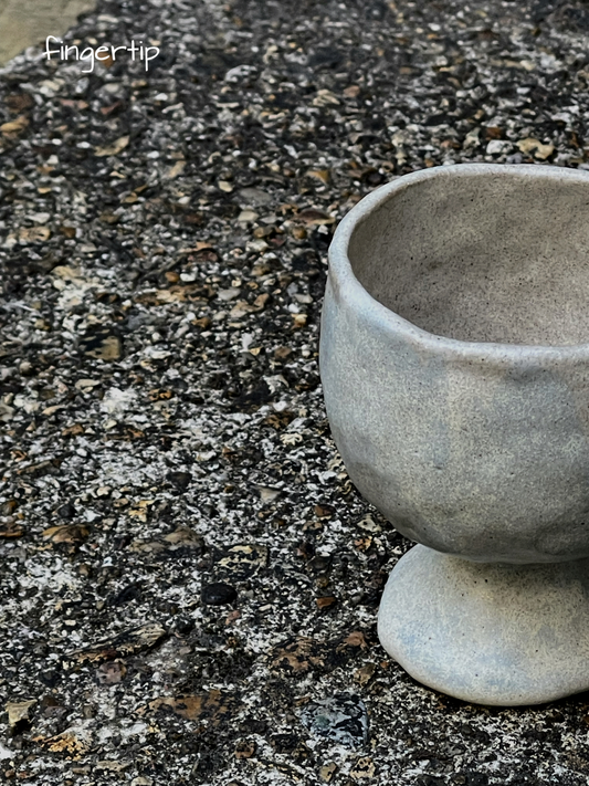 Handmade Stoneware Coupe glass in Grey-Blue