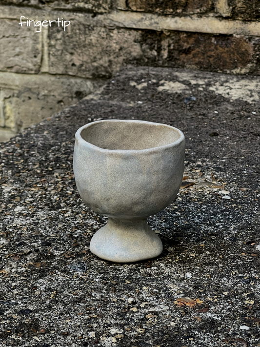 Handmade Stoneware Coupe glass in Grey-Blue