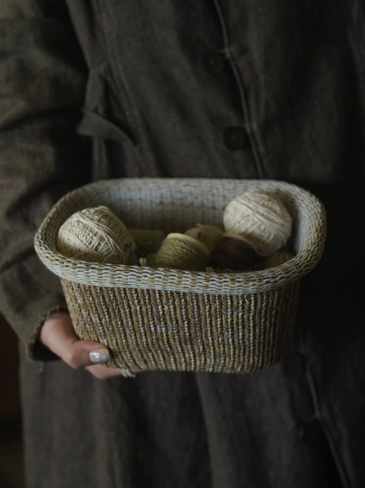 Handmade Cotton-Polyester Knitted Storage Basket (Y)