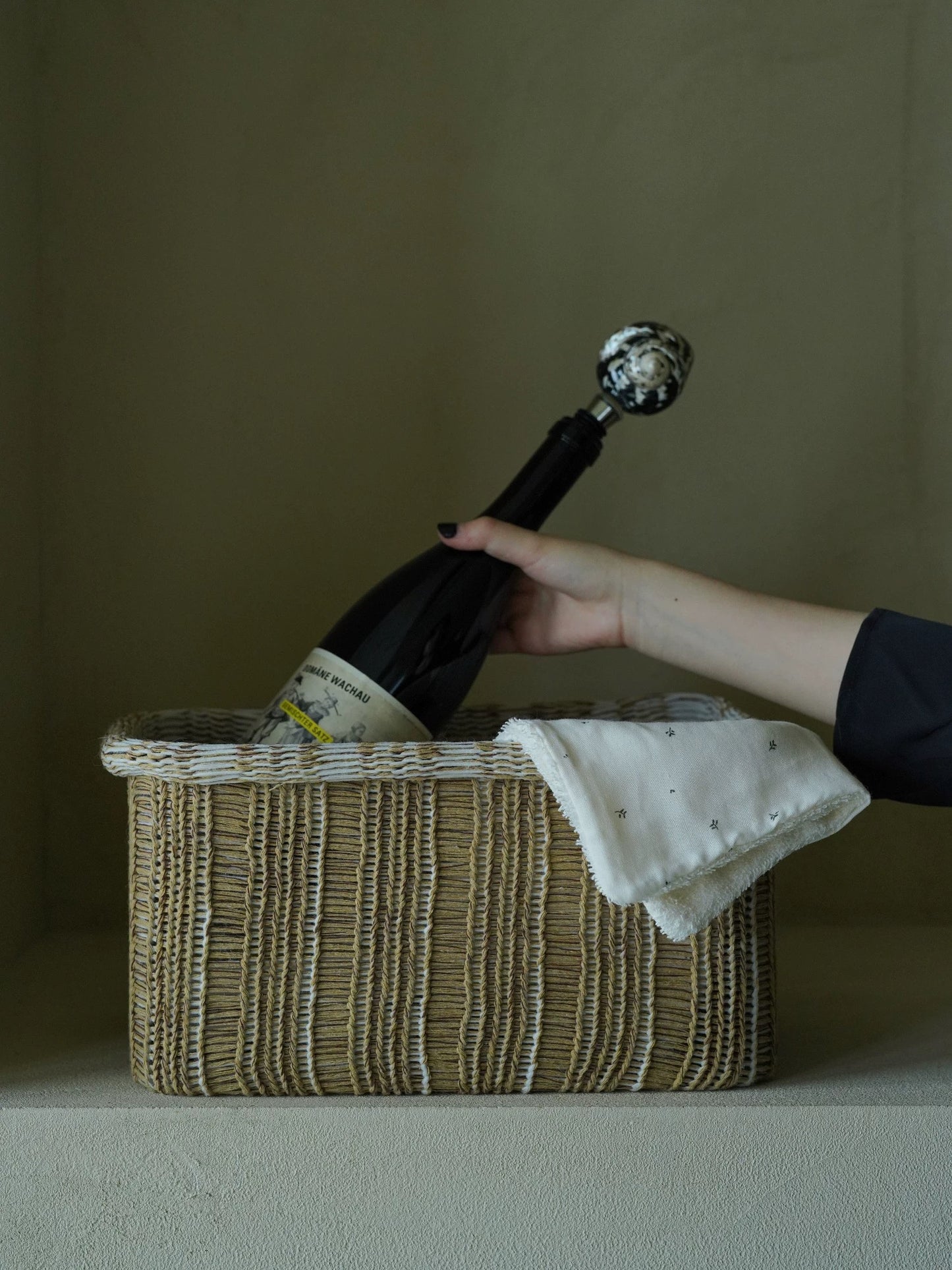 Handmade Cotton-Polyester Knitted Storage Basket (Y)
