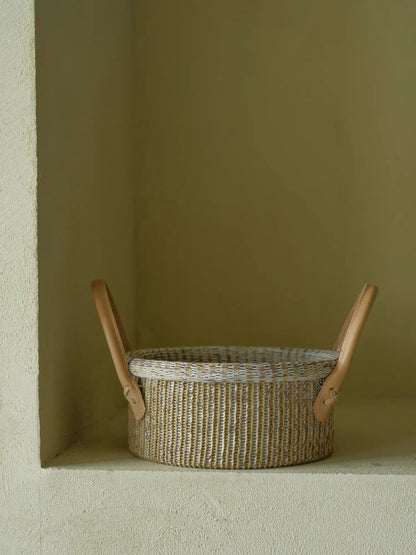 Handmade Round Cotton-Polyester Knitted Storage Basket