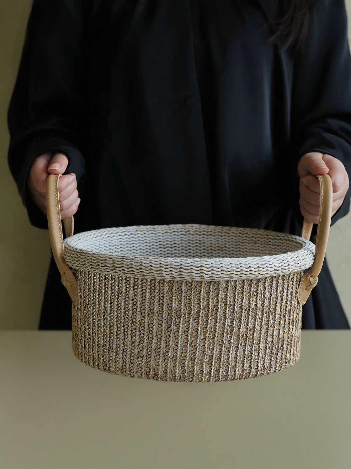 Handmade Round Cotton-Polyester Knitted Storage Basket
