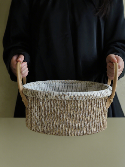 Handmade Round Cotton-Polyester Knitted Storage Basket
