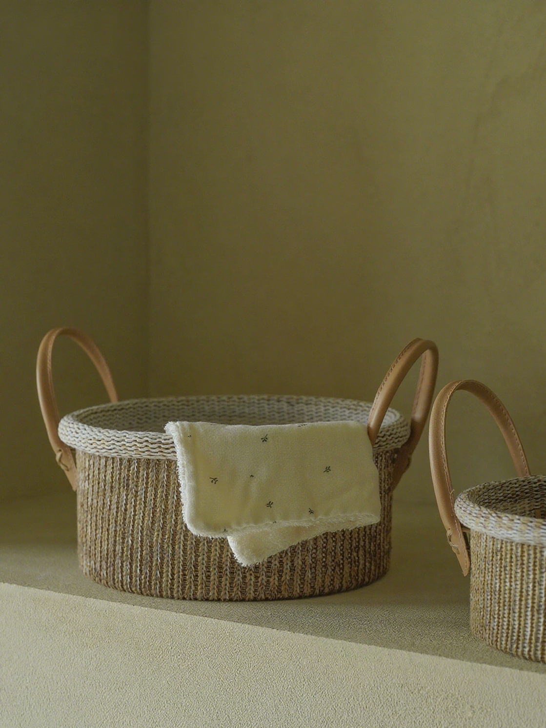 Handmade Round Cotton-Polyester Knitted Storage Basket