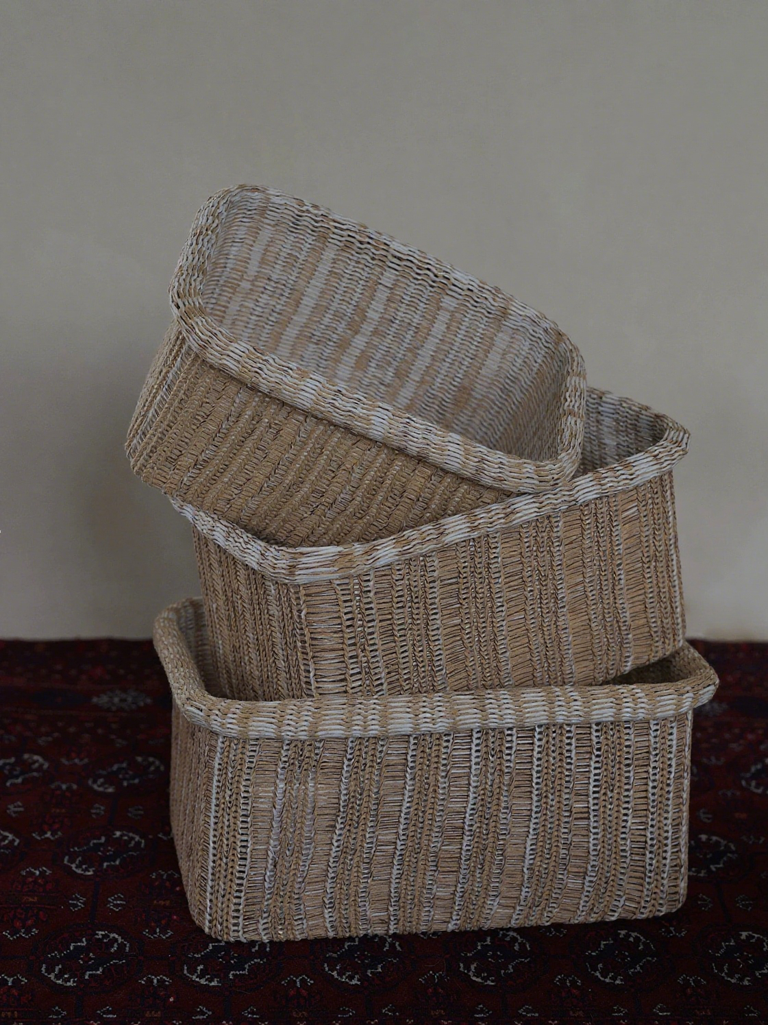 Handmade Cotton-Polyester Knitted Storage Basket (Y)