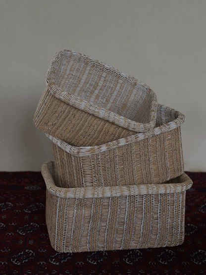 Handmade Cotton-Polyester Knitted Storage Basket (Y)